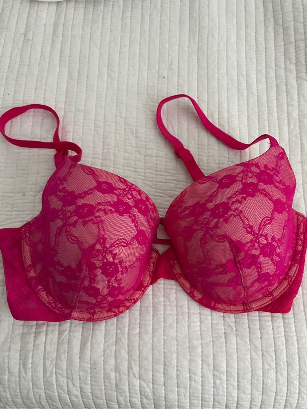 Hot Pink Lace Push-Up Bra - Women Intimates